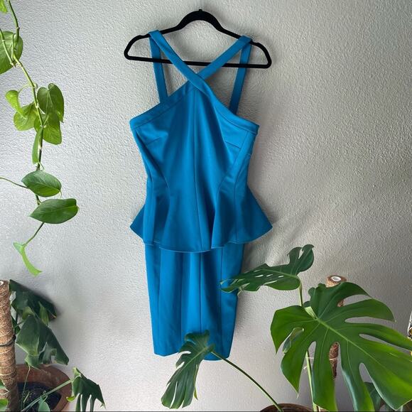 NWT ZAC Zac Posen Blue Cerulean Peplum Dress - Picture 4 of 9